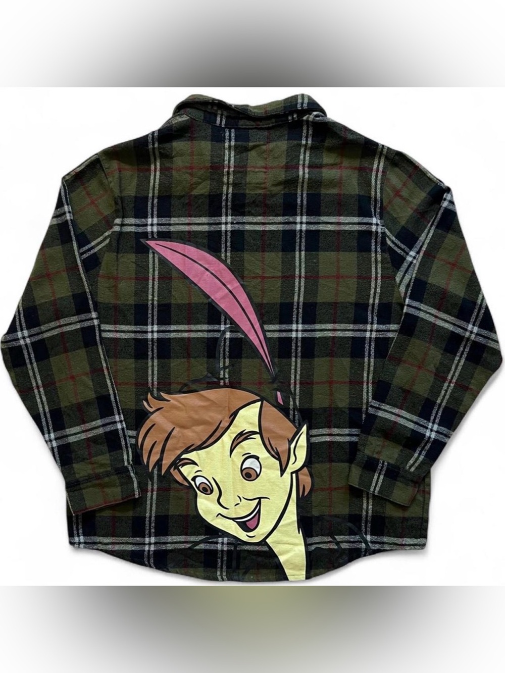 Cakeworthy Disney Peter Pan Plaid Flannel Shirt Green Star Collar Embroidered XL
